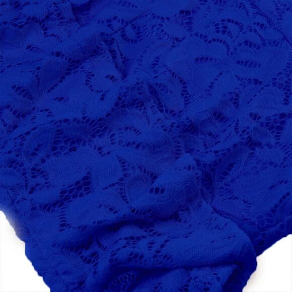 💙 Off Shoulder Lace Retro Pinup Vintage 1950s Cocktail Ruffle Blue Dress L NWT - Picture 8 of 16